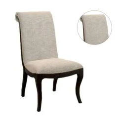 Set Of 2 Fabric Side Chair In Beige And Espresso - Beige -Gourmet Interiors 001c5d54 164e 4fb8 9b25 34eff734a7ef