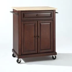 Crosley Compact Wood Top Portable Kitchen Cart/ Island - 18"d X 31"w X 35.5"h - Brown - Kitchen Cart - Wood -Gourmet Interiors 0059daba 44c8 4a76 b4df e47d3645cd61