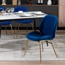 Porthos Home Cace Velvet Gold Leg Dining Chair - Blue -Gourmet Interiors 0090b91e 177e 4668 84b7 4d142697bfe9