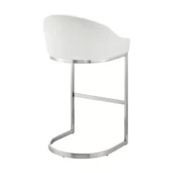 Atherik Counter Stool In Brushed Stainless Steel With White Faux Leather -Gourmet Interiors 00aa2624 2d4b 4147 bac3 bfaef554f048