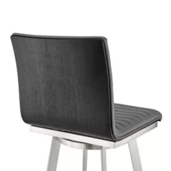 Jermaine 30" Bar Swivel Bar Stool In Brushed Stainless Steel Finish And Gray Faux Leather -Gourmet Interiors 00d965f1 031c 48e8 a360 a2ee6dc135b5