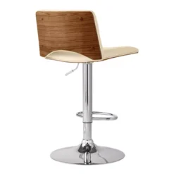 Thierry Adjustable Swivel Cream Faux Leather With Walnut Back And Chrome Bar Stool -Gourmet Interiors 00e596e5 0096 4670 a8d8 416214c6223d