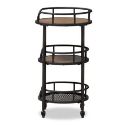 Carbon Loft Inyo Rustic Industrial Style Metal And Wood Mobile Serving Cart - Cart-Brown/Black -Gourmet Interiors 0134705a 39de 46bf 9fb7 00a2b61f2cc7