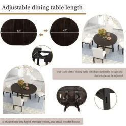 Merax Farmhouse Round Extendable Dining Table - Espresso -Gourmet Interiors 01e5d16d 2fb6 4df8 b012 45d4840ecd88