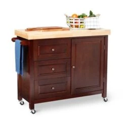 Copper Grove Macaulay Natural Rubberwood Rolling Kitchen Island Cart - White -Gourmet Interiors 02315dd4 2e16 428b b7a5 0ae5e4e02066