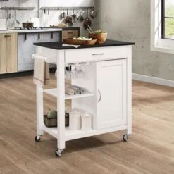 Porch & Den Glenn Black/White Kitchen Cart - Kitchen Cart, Black & White, 32" X 19" X 34"H 8 Porch & Den Glenn Black/White Kitchen Cart - Kitchen Cart, Black & White, 32" X 19" X 34"H -Gourmet Interiors 025df9db acfa 4a9c a743 db0c7c6d5768