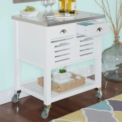 Eileen Rolling Kitchen Cart With Storage - Kitchen Cart - Stainless Steel - Grey -Gourmet Interiors 027c3494 32a0 483e b6ae 132b8d6efc53