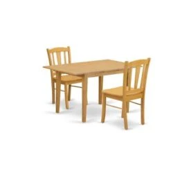 Dining Set- Butterfly Leaf Rectangular Table- Wooden Chairs With Wooden Seat And Slatted Chair Back (Color & Pieces Options) - NFDL5-OAK-W -Gourmet Interiors 02c32792 e6ca 459d abb4 8f3fcfc7de06