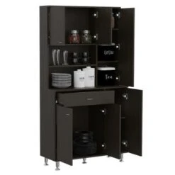 FM Furniture Venice 90 Pantry Cabinet, Multiple Cabinets, One Drawer, And Two Open Shelves - Black 12 FM Furniture Venice 90 Pantry Cabinet, Multiple Cabinets, One Drawer, And Two Open Shelves - Black -Gourmet Interiors 02d966d6 4dd5 456a bcf1 a09ce20bc334