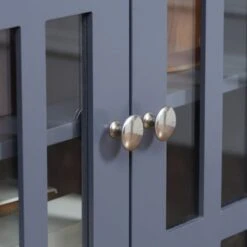 HOMCOM Modern Kitchen Sideboard, Buffet Cabinet With Storage, 4 Glass Doors, Adjustable Shelves For Living Room, Bedroom - N/A - Grey -Gourmet Interiors 030f3af8 6d6d 425d 8e65 ddef3f3105cc