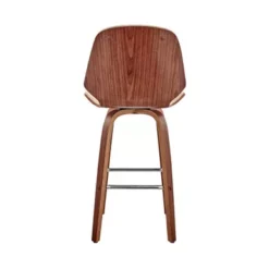 Arabela 26" Cream Faux Leather And Walnut Wood Swivel Bar Stool -Gourmet Interiors 0351ff92 4b04 44f9 8926 a245fe15c052