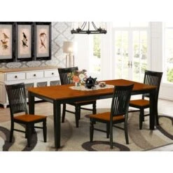 Kitchen Table Set - A Dining Table And Wood Seat Kitchen Chairs (Finish & Pieces Options) - QUWE5-BCH-W