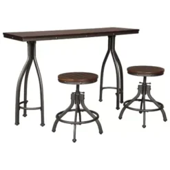 Rustic Brown Odium Rectangular Dining Room Counter TBL Set(3/CN)