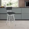 Jinab Swivel Bar Stool In Brushed Stainless Steel With Black Faux Leather -Gourmet Interiors 045704f0 5bab 4891 8778 2323822dae08