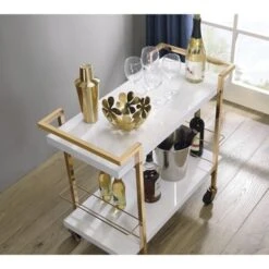 Alios Serving Cart With Gold Frame - Black With Gold Frame -Gourmet Interiors 045f607a 32b1 4688 8bdb e73492072bf8