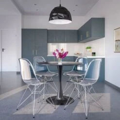 LeisureMod Cresco Modern Dining Side Chair Eiffel Chrome Legs - Transparent Black 24 LeisureMod Cresco Modern Dining Side Chair Eiffel Chrome Legs - Transparent Black -Gourmet Interiors 047e48e4 5327 4069 9e9c 7e79ded96677
