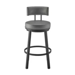 Dalza 30" Swivel Bar Stool In Black Finish With Grey Faux Leather -Gourmet Interiors 04b78f1d e48e 48f7 8f79 8548ca1dbadc
