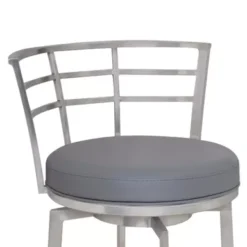 Viper 30" Bar Height Swivel Grey Faux Leather And Brushed Stainless Steel Bar Stool -Gourmet Interiors 04bf1ff5 eedc 42ca 825b f3262bae8c5a