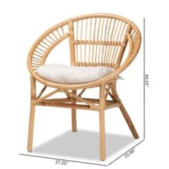 Baxton Studio Adrina Modern Bohemian Natural Brown Rattan Dining Chair - White, Natural Brown -Gourmet Interiors 04e6f04a 2533 4a19 8044 cda34d5112b2