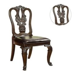 Set Of 2 Leatherette Dining Side Chair In Brown Cherry - Set Of 2 - Cherry Brown -Gourmet Interiors 04e9f328 546a 4cd9 8fd0 9e4cce9abbda