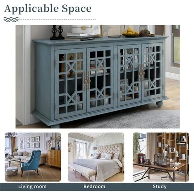 Merax 4 Acrylic Doors Sideboard With Adjustable Height Shelves - Black 22 Merax 4 Acrylic Doors Sideboard With Adjustable Height Shelves - Black - Image 20