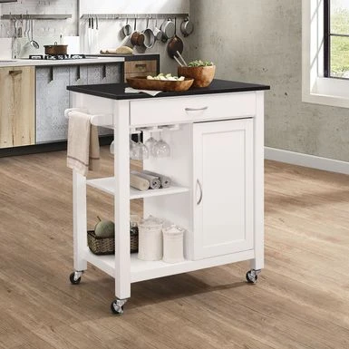 Porch & Den Glenn Black/White Kitchen Cart - Kitchen Cart, Black & White, 32" X 19" X 34"H 3 Porch & Den Glenn Black/White Kitchen Cart - Kitchen Cart, Black & White, 32" X 19" X 34"H