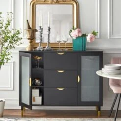 Simple Living Kragen Sideboard - Black -Gourmet Interiors 05944e67 3d3e 4c58 84fe 0c72f82e68ea