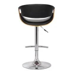 Butterfly Adjustable Height Swivel Black Faux Leather And Walnut Wood Bar Stool With Chrome Base -Gourmet Interiors 0595e3a2 54f5 49f4 be2e 237fab44ef5f
