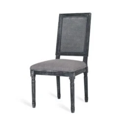 Regina French Country Wood And Cane Upholstered Dining Chair (Set Of 6) By Christopher Knight Home - Black + Gray -Gourmet Interiors 06123cd5 1f1a 4e22 aa61 6a0185ae2969