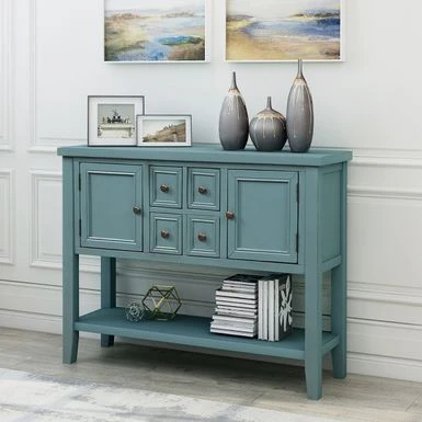 Moda Cambridge Series Buffet Sideboard Console Table With Bottom Shelf - Dark Blue 6 Moda Cambridge Series Buffet Sideboard Console Table With Bottom Shelf - Dark Blue - Image 4