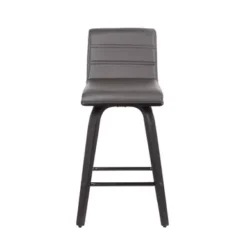 Vienna 26" Counter Height Swivel Grey Faux Leather And Black Wood Bar Stool -Gourmet Interiors 07336b0c 162c 4edc 9444 7bf0c77b9225