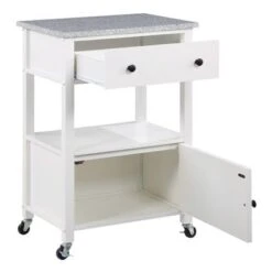 Fairfax Kitchen Cart With Granite Top - White Base -Gourmet Interiors 074716c5 a8f1 42fe bf29 48099c951054