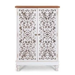 PHI VILLA 2-door Retro Antique Hollow-Carved Storage Cabinet - Blue -Gourmet Interiors 07a05711 b3ea 412e a813 8752276f2f92