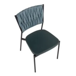 Porch & Den Randolf Braided Dining Chair - Set Of 2 - Sea Green Fabric & Green Faux Leather -Gourmet Interiors 07dcc3c9 edb7 4a27 a86b f9e7f185fd1a