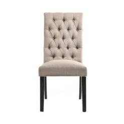 Set Of 2 Linen Side Chairs In Tan Finish - Set Of 2 - Tan And Vintage Black 11 Set Of 2 Linen Side Chairs In Tan Finish - Set Of 2 - Tan And Vintage Black -Gourmet Interiors 09067cfc 186d 4754 aa19 46653f5bfb83