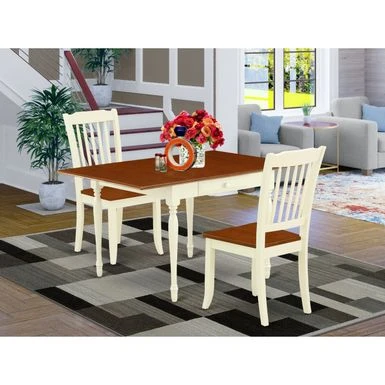 East West Furniture Dining Set-Small Dining Table- Wood Dining Chairs With Solid Wood Seat (Number Of Chairs Option) - MZDA3-WHI-W 3 East West Furniture Dining Set-Small Dining Table- Wood Dining Chairs With Solid Wood Seat (Number Of Chairs Option) - MZDA3-WHI-W