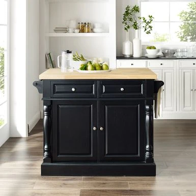 Oxford Kitchen Island W/X-Back Stools - With Seating - Black - Granite 5 Oxford Kitchen Island W/X-Back Stools - With Seating - Black - Granite - Image 3