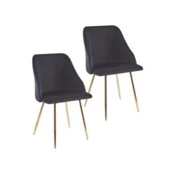 Porthos Home Pema Dining Chairs Set Of 2, Velvet, Gold Chrome Legs - Grey -Gourmet Interiors 09384f95 e6db 4300 945a 800889b6568a