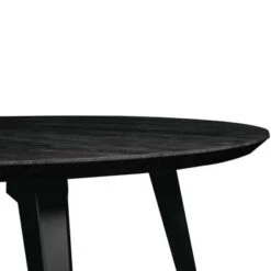LeisureMod Ravenna Round Wood 47" Dining Table With Metal Legs - Ebony -Gourmet Interiors 094eaf26 06e7 4193 8143 16b03f01ef75