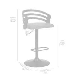 Adele Adjustable Height Swivel Grey Faux Leather And Black Wood Bar Stool With Black Base -Gourmet Interiors 0979ceb5 b10d 4e10 bcc6 2a5e2745e7c7