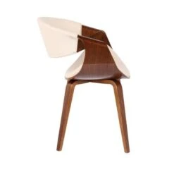 Carson Carrington Kanteborg Faux Leather/Wood Dining Chair - Cream/Walnut Wood -Gourmet Interiors 09a1b551 7c44 4347 b422 46db2fc5753c