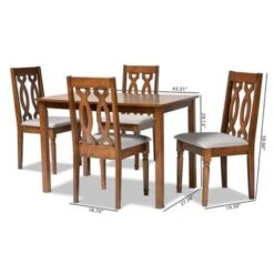 Baxton Studio Cherese Modern And Contemporary 5-Piece Wood Dining Set - Grey -Gourmet Interiors 09fe540c a20f 437d 8043 5a6c98824b4e