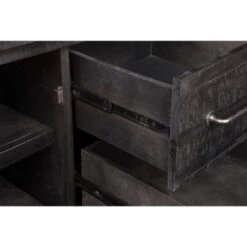 Multi Storage Wooden Sideboard With Two Glass Door Cabinets And Three Drawers, Brown -Gourmet Interiors 0a2727d7 ecb4 4912 893c 4744a041cb5c