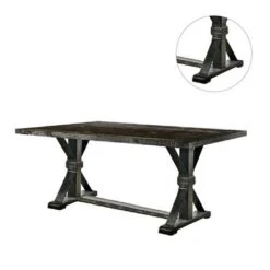 Metal And Wood Dining Table In Antique Black - Rectangular - Antique Black -Gourmet Interiors 0a60933d cd21 4286 8ceb dd0645190f3e