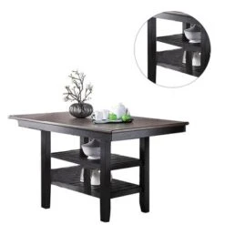 Rubberwood Dining Table With Shelf In Dark Coffee - Standard Height -Gourmet Interiors 0a6d8646 543c 4078 a9a4 5943adf6a1dd