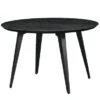 LeisureMod Ravenna Round Wood 47" Dining Table With Metal Legs - Ebony