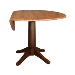 Round Dual Drop Leaf 42" Pedestal Table - Cinnamon/Espresso - 42.3" H -Gourmet Interiors 0b833fd4 3bdc 46ea 8aa0 bfd2924a5d00