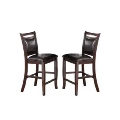 Dark Espresso Upholstered Dining Chairs, Set Of 2 - Counter Height