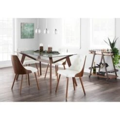 Carson Carrington Arvika Mid-century Modern Walnut Wood Dining Chair - N/A - White -Gourmet Interiors 0be16817 8e94 41d7 9c87 3ef1144302f2