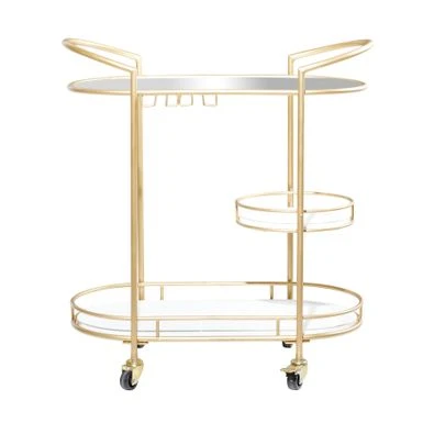 Contemporary Modern Iron 3 Tier Drink Bar Storage Cart - Gold, Silver, Or Matte Black - Gold 5 Contemporary Modern Iron 3 Tier Drink Bar Storage Cart - Gold, Silver, Or Matte Black - Gold - Image 3